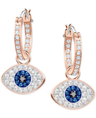 Swarovski - Rose Gold-Tone Crystal Evil Eye Hoop Earrings