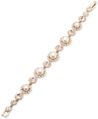 Marchesa - Gold-Tone Imitation Pearl & Crystal Link Bracelet