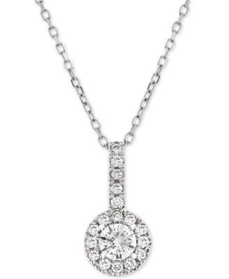 Macy's Brand - Diamond Halo Adjustable Pendant Necklace (1/3 ct. t.w.) in 14k White Gold