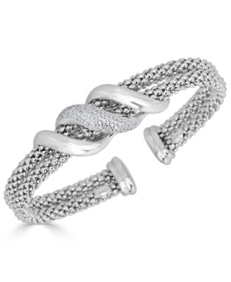 Macy's Brand - Diamond Swirl Double Row Cuff Bracelet (3/8 ct. t.w.) in Sterling Silver
