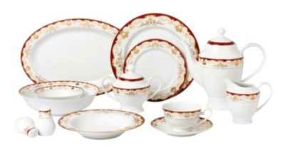 Lorren Home Trends - 57 Piece Dinnerware Set-New Bone China Service for 8 People-Mabel