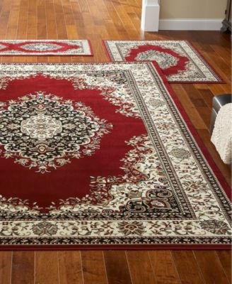 KM Home - Area Rug Set, Roma Collection 3 pc set Kerman Red