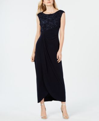 Connected - Petite Soutache Faux-Wrap Gown