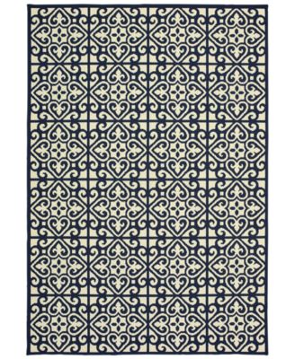 Oriental Weavers - Marina 5927B Ivory/Navy 3'7" x 5'6" Indoor/Outdoor Area Rug