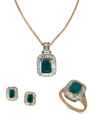 EFFY Collection - Jewelry Emerald and Diamond Jewelry Ensemble in 14k Gold