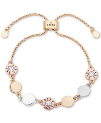 DKNY - Tri-Tone Crystal & Logo Disc Slider Bracelet