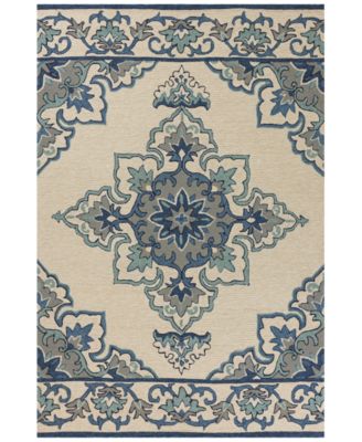 Kas - Harbor Serafina 4238 Ivory/Blue 5' x 7'6" Indoor/Outdoor Area Rug