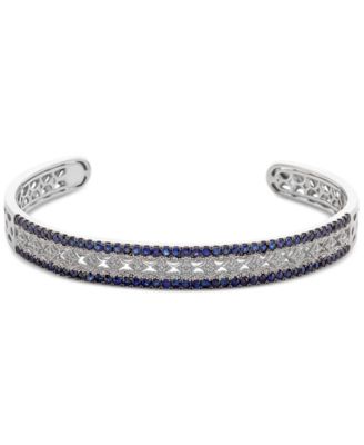Macy's Brand - Ruby (1-3/4 ct. t.w.) & Diamond (1/10 ct. t.w.) Bangle Bracelet in Sterling Silver (Also Available in Emerald & Sapphire)