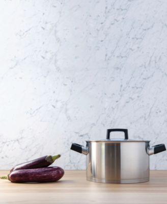 BergHOFF - Ron 10" 18/10 Stainless Steel Covered Stockpot 6.8qt, Black Handles