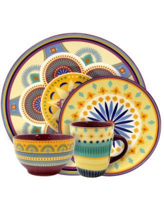 Elama - Puesta De Sol 16 Piece Service for 4 Stoneware Dinnerware Set