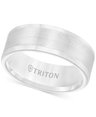 Triton - Men's Ring, 8mm Wedding Band in White or Black Tungsten