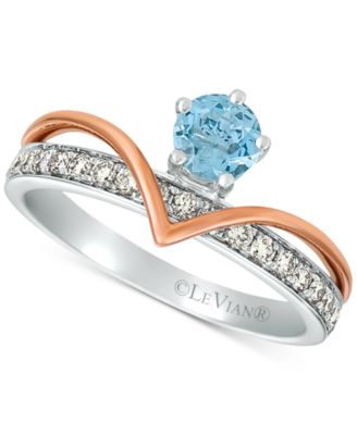 Le Vian - Royalty Collection&reg; Sea Blue Aquamarine (1/3 ct. t.w.) & Nude Diamonds (1/3 ct. t.w.) Statement Ring in 14k White Gold and 14k Rose Gold