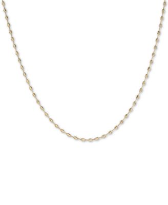 Italian Gold - 18" Oval Bead Chain Necklace in 14k Gold
