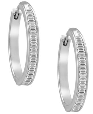 Macy's - Diamond Hoop Earrings in Sterling Silver (1 ct. t.w.)