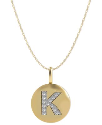 Macy's Brand - 14k Gold Necklace, Diamond Accent Letter K Disk Pendant