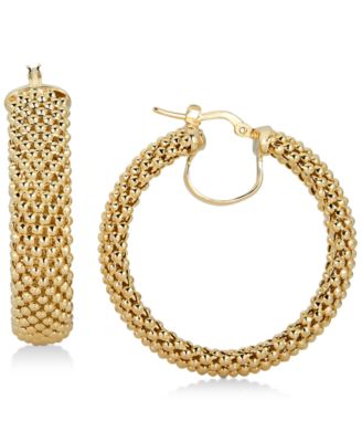 Italian Gold - Mesh Hoop Earrings in 14k Gold-Plated Sterling Silver