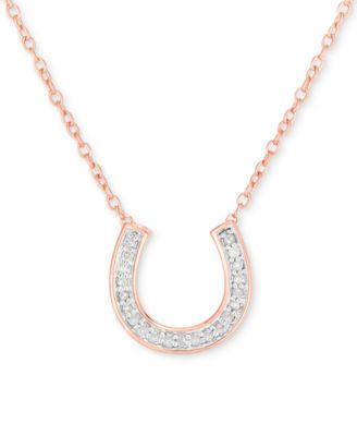 Macy's Brand - Diamond Horseshoe 18" Pendant Necklace (1/10 ct. t.w.) in 14k Rose Gold-Plated Sterling Silver