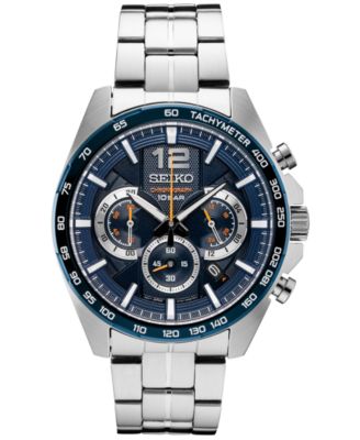 Seiko - Men's Essentials Chronograph Stainless Steel Bracelet Watch 43.9mm