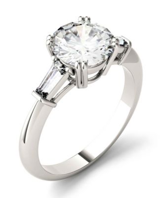 Charles & Colvard - Moissanite Round and Baguette Engagement Ring (2-1/4 ct. tw.) in 14k White Gold