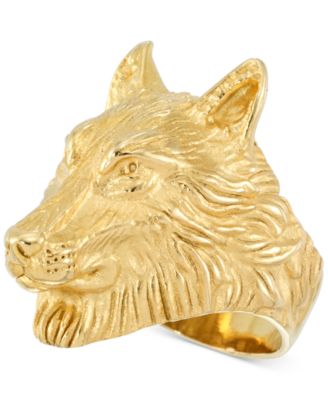 LEGACY for MEN by Simone I. Smith - Men's Wolf Ring in Yellow Ion-Plated Stainless Steel