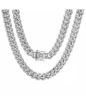STEELTIME - Men's Stainless Steel 24" Miami Cuban Link Chain with 12mm Box Clasp from