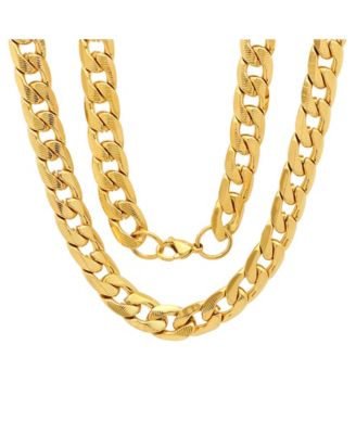 STEELTIME - Men's 18k Gold Plated Stainless Steel Accented 6mm Cuban Chain 24" from