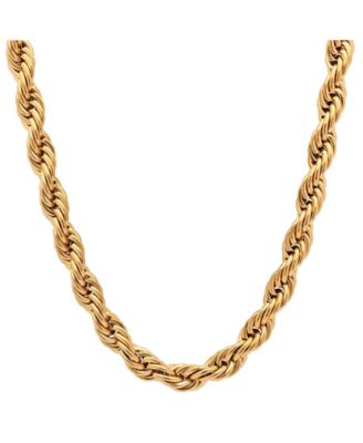 STEELTIME - Men's 18k Gold Plated Stainless Steel Rope Chain 24" Necklace from