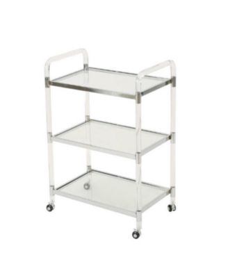 Noble House - Erika Acrylic Bar Trolley, Quick Ship