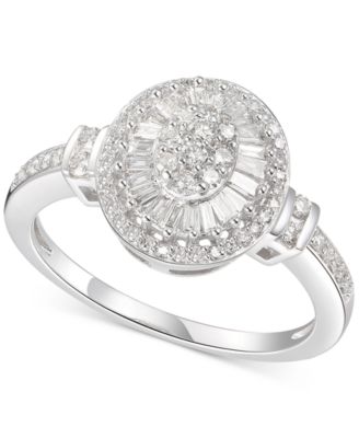 Macy's - Diamond Oval Starburst Cluster Ring (1/2 ct. t.w.) in 14k White Gold
