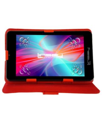 LINSAY - 7" Quad Core Android 10 Tablet Bundle with Leather Case Dual Cameras
