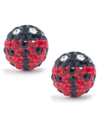 Giani Bernini - Black and Red Pave Crystal Lady Bug Stud Earrings set in Sterling Silver