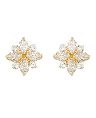 Macy's Brand - Cubic Zirconia Flower Cluster Stud Earrings in 14k Yellow Gold