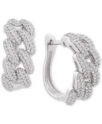 Wrapped in Love - Diamond Chain Link Detail Hoop Earrings (1 ct. t.w.) in Sterling Silver