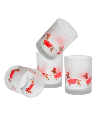 Culver - Santa Dachshunds DOF Glass 14-Ounce Set of 4