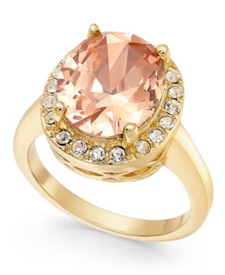 Charter Club - Gold-Plate Crystal Oval Halo Ring