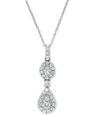Macy's Brand - Diamond Double Halo Cluster 18" Pendant Necklace (5/8 ct. t.w.) in 14k White Gold