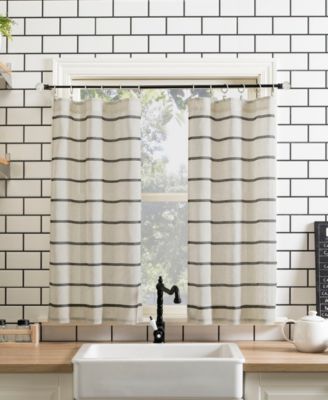 Clean Window - Twill Stripe 52" x 24" Anti-Dust Cafe Curtain Set