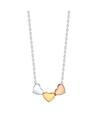 Unwritten - Tri-Tone Triple Heart Necklace