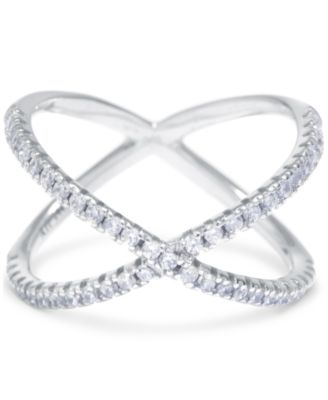 Giani Bernini - Cubic Zirconia Crisscross Statement Ring in Sterling Silver