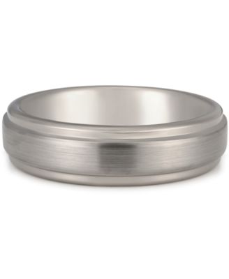 Macy's Brand - Men's Step Edge Band in White Ion-Plated Tantalum