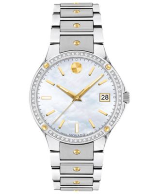 Movado - Women's Swiss SE Diamond (1/5 ct. t.w.) Gold-Tone PVD & Stainless Steel Bracelet Watch 32mm