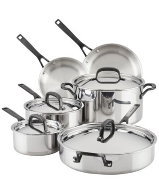KitchenAid - Polished Stainless Steel 10-Pc. Cookware Set
