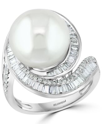 EFFY Collection - Cultured Freshwater Pearl (12-1/2mm) & Diamond (3/4 ct. t.w.) Ring in 14k White Gold