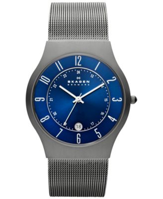 Skagen - Men's Grenen Gray Stainless Steel Mesh Bracelet Watch 37mm