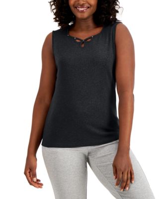 Karen Scott - Sweetheart Keyhole Tank Top