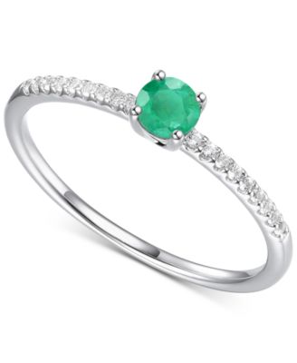 Macy's Brand - Emerald (1/4 ct. t.w.) & Diamond (1/10 ct. t.w.) Ring in Sterling Silver (Also in Ruby & Sapphire)
