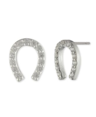 Lauren Ralph Lauren - Cubic Zirconia Horseshoe Stud Earrings in Sterling Silver