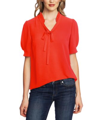 CeCe - Ruffled V-Neck Tie Top