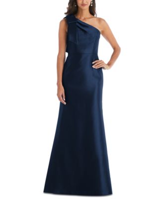 Alfred Sung - Bow-Trim One-Shoulder Satin Gown
