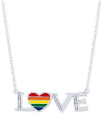 Macy's Brand - Diamond Accent LOVE Heart Pendant Necklace in Sterling Silver, 16" + 4" extender